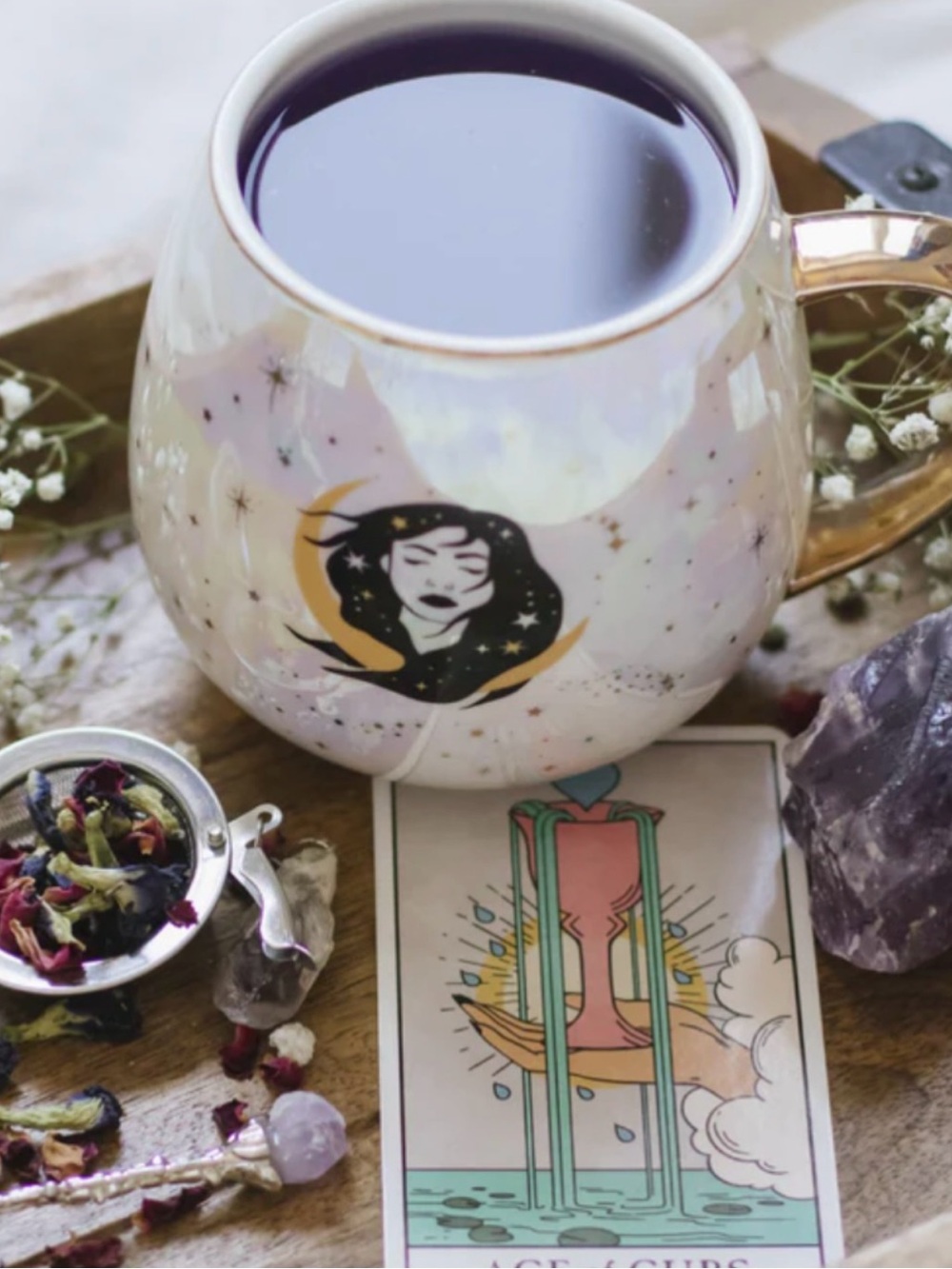 Iridescent Mug Tea Steeper Set with spoons. - Picture 2 of 3